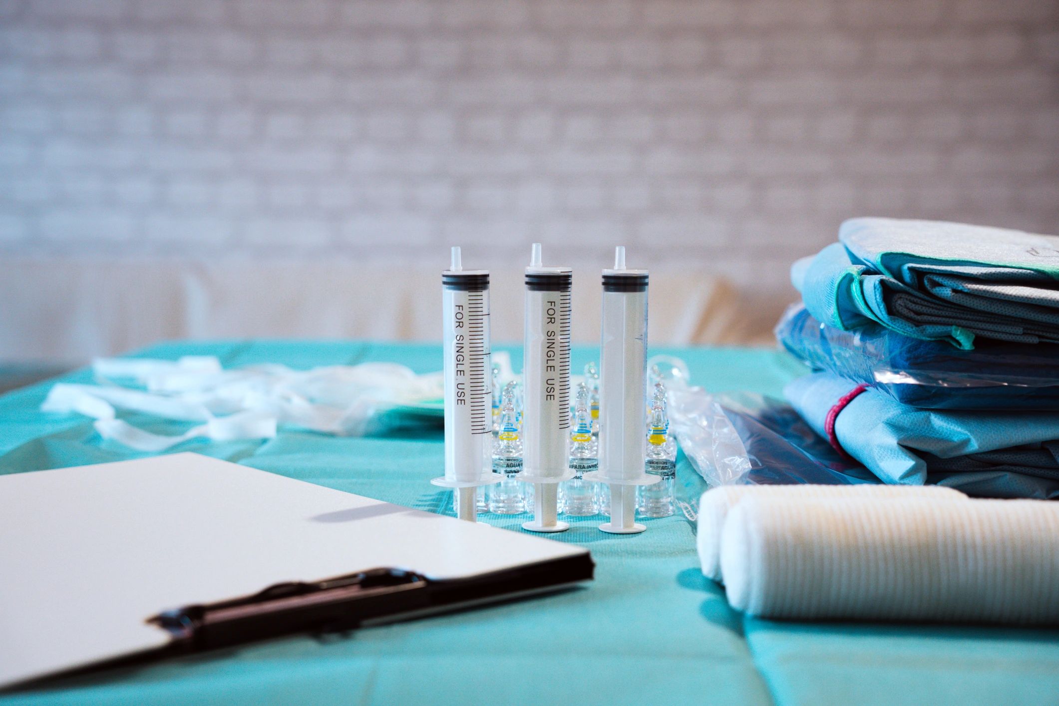 Sterile medical supplies prepared for a procedure